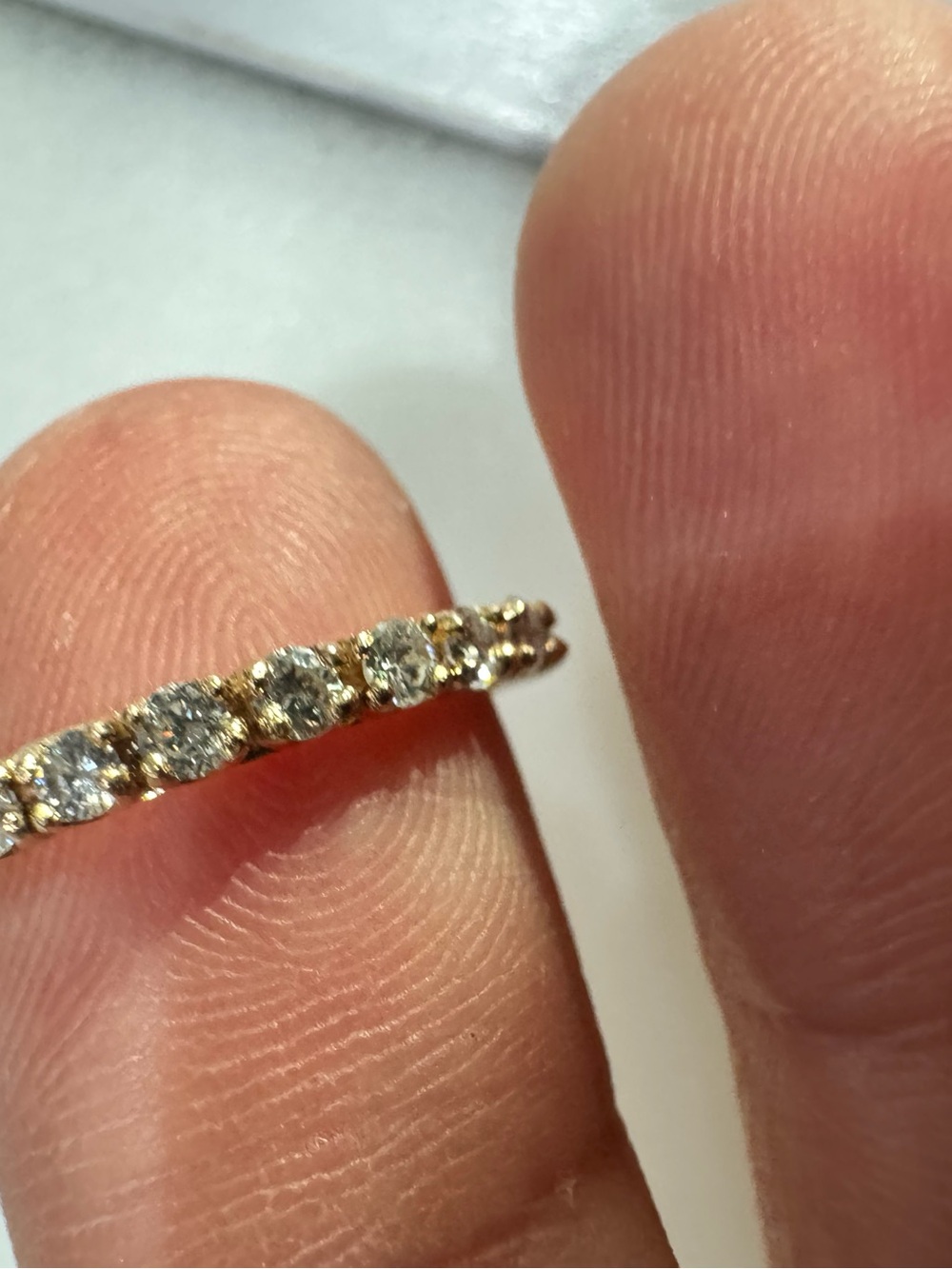 14K Solid Gold Diamond Eternity Band - Sparkling Gold Diamond Ring - Picture 8 of 12